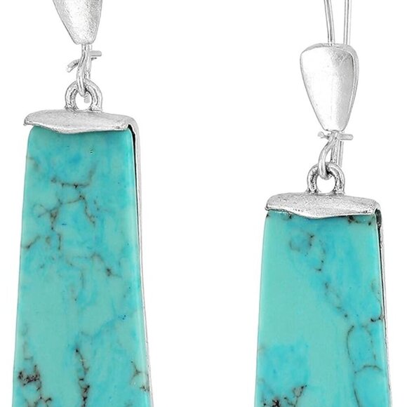 Jewelry - Womens Turquoise Geometric Dangle Earrings Silver Tone Drop Jewelry